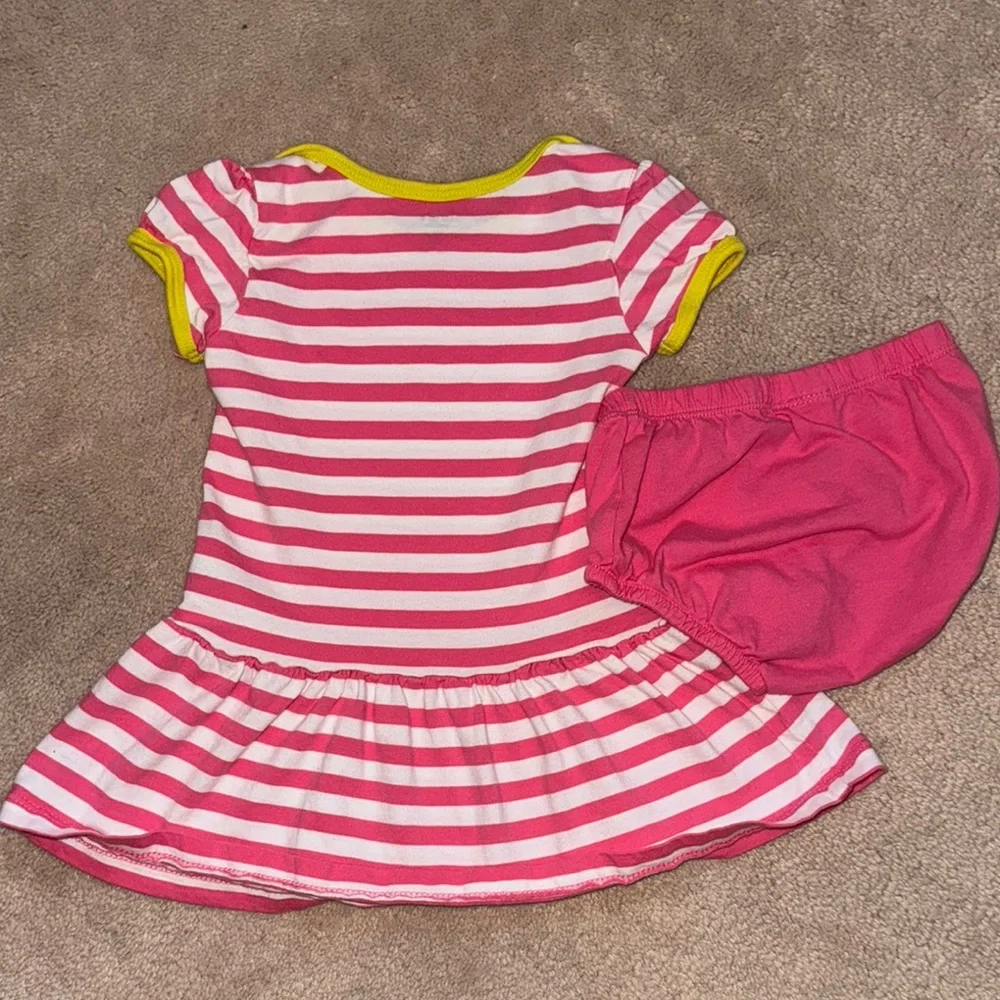 Carter's Pink and White Striped Outfit with Yellow Trim - Picture 3 of 3